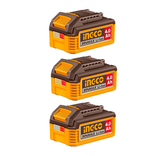 Batería de Ion de Litio INGCO 20V 4.0Ah x3 unidades P20S COSLI251296 - MARKEMSTORE - Baterías y Cargadores