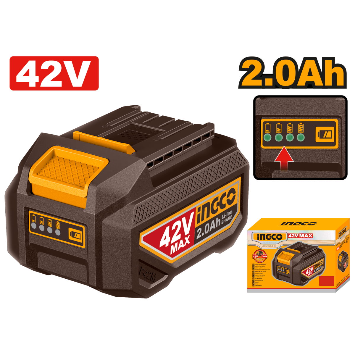 Bateria Ion Litio 42V Ingco FBLI42201 - MARKEMSTORE - Baterías