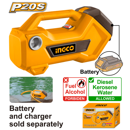 Bomba Trasiego Liquidos Inalámbrico Ion Litio 20V INGCO TPLI2001 - MARKEMSTORE - Motobombas