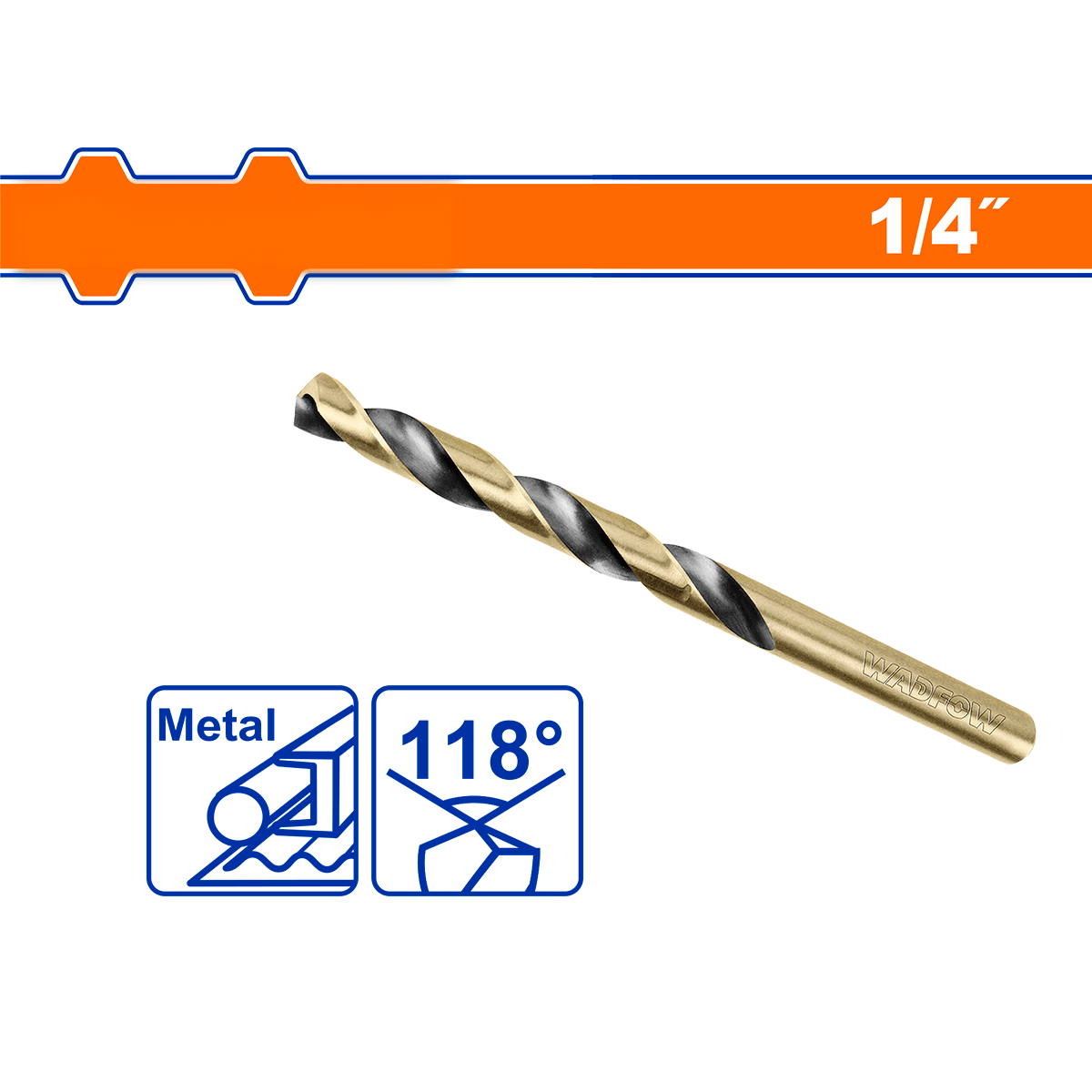 Broca HSS Para Metal WADFOW 1/2", 3/8", 5/16", 1/4", 3/16" - MARKEMSTORE - Brocas