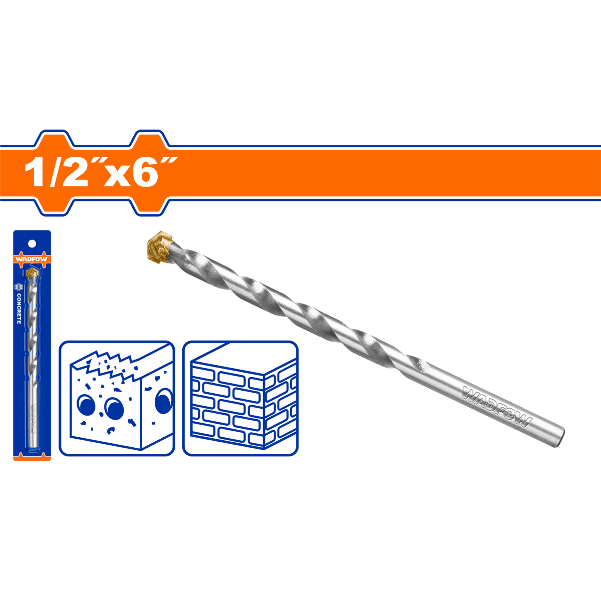 Broca para Concreto 3/8 x 8 tipo TCT WADFOW - | UWMJ2K11 - MARKEMSTORE - Accesorios para Taladro
