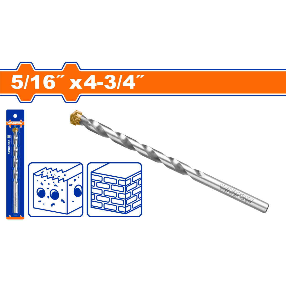 Broca para Concreto WADFOW 5/16"x4 - 3/4" TCT para Muro UWMJ2K05 - MARKEMSTORE - Brocas