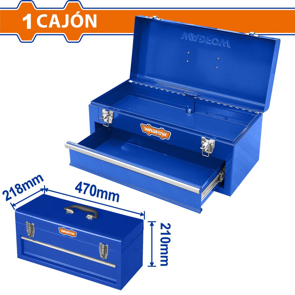 Caja de Herramientas Metálica con Cajón 470X218X210MM WTB8A22 - MARKEMSTORE - Cajas y Organizadores