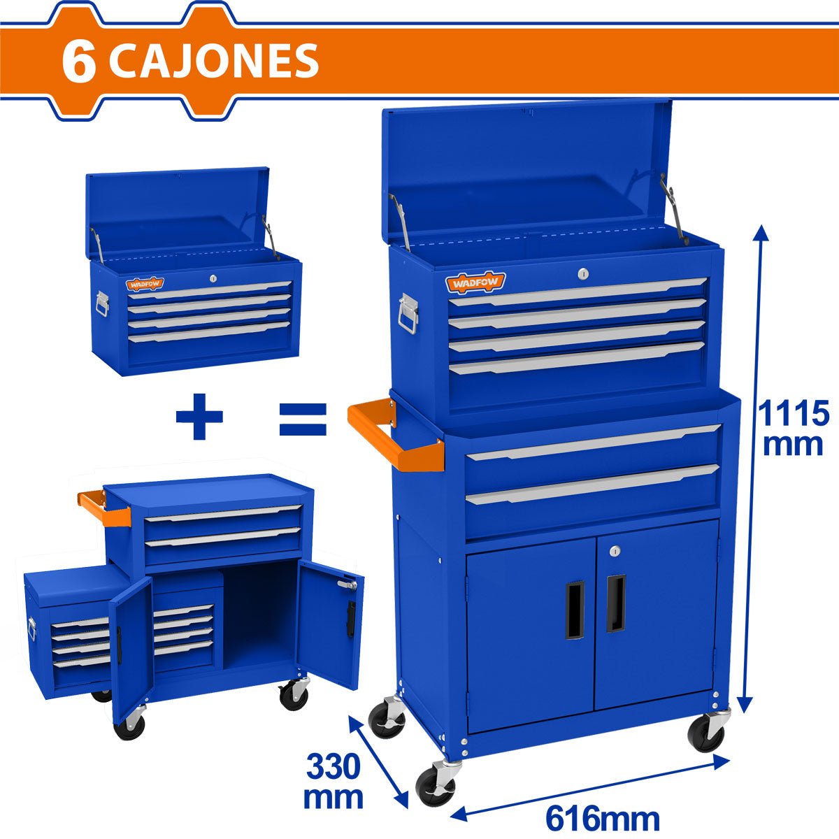 Caja de Herramientas Rodante 616x330x1125mm 6 Gavetas WCS4A08 - MARKEMSTORE - Cajas y Organizadores