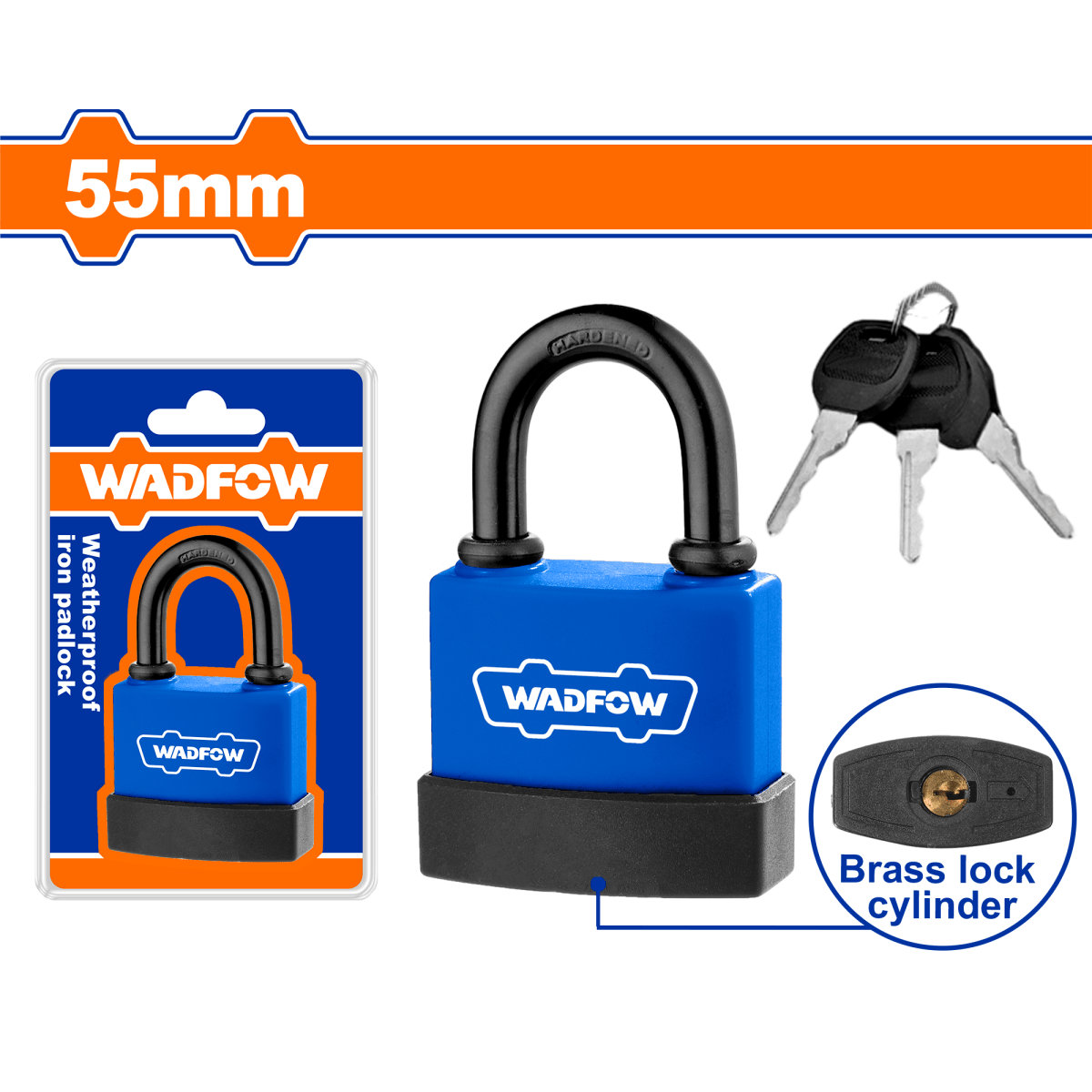 Candado Hierro A Prueba De Agua Caja Pvc 55mm WADFOW WPD9455 - MARKEMSTORE -