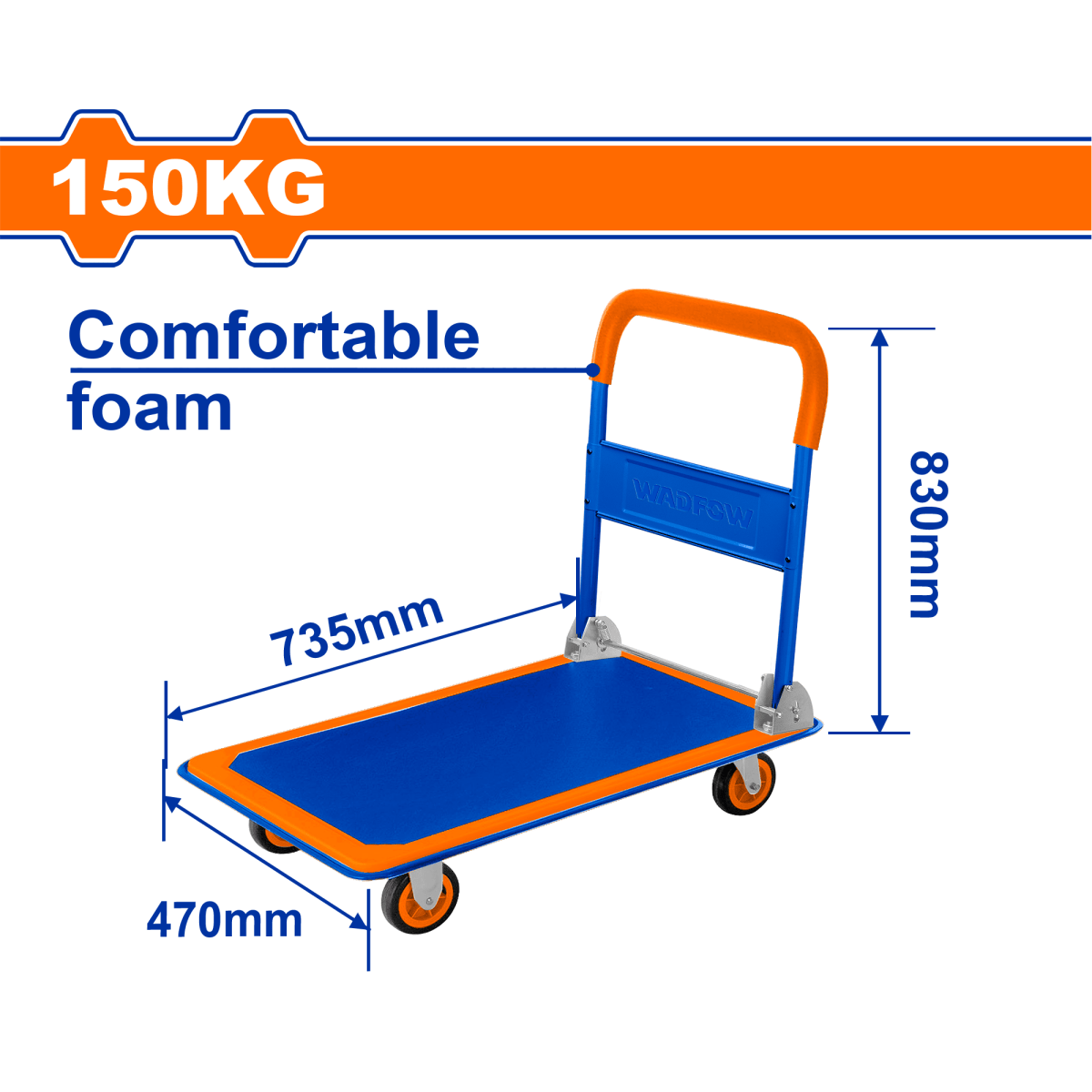 Carretilla Plegable Cap150Kg Plato 735X470m WADFOW REF. WWB1315 - MARKEMSTORE -