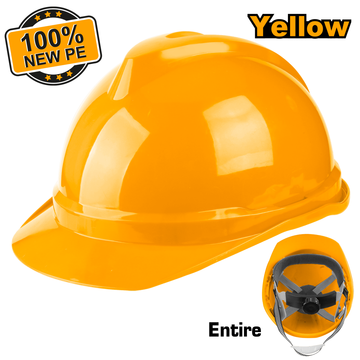 Casco De Seguridad Amarillo Con Ventilacion Suspension 8 Puntos INGCO HSH201 - MARKEMSTORE -
