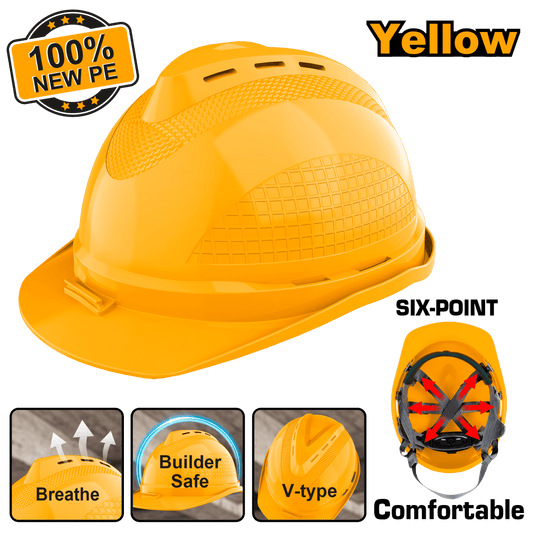 Casco de Seguridad Amarillo Con Ventilacion Suspension Ingco Hsh801 - MARKEMSTORE - seguridad industrial