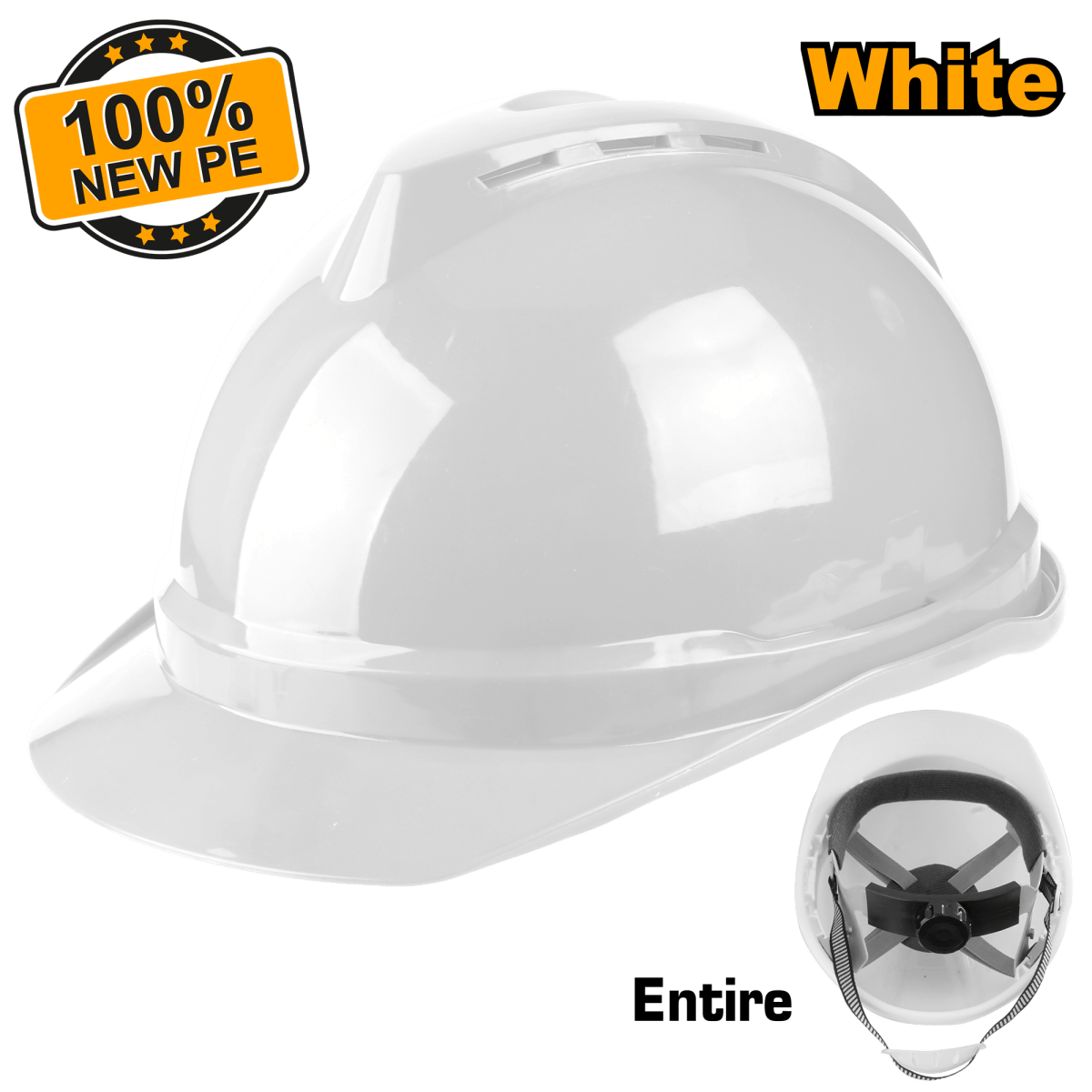 Casco De Seguridad Blanco Con Ventilacion Suspension 8 Puntos INGCO HSH202 - MARKEMSTORE -