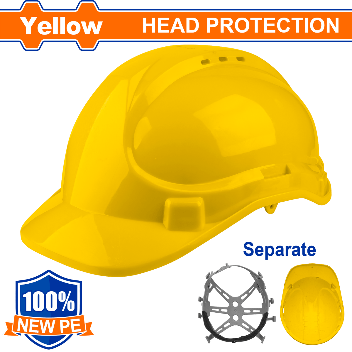 Casco Seguridad Amarillo Suspensión 6 Puntos Wadfow Wsh1302 - MARKEMSTORE - Casco