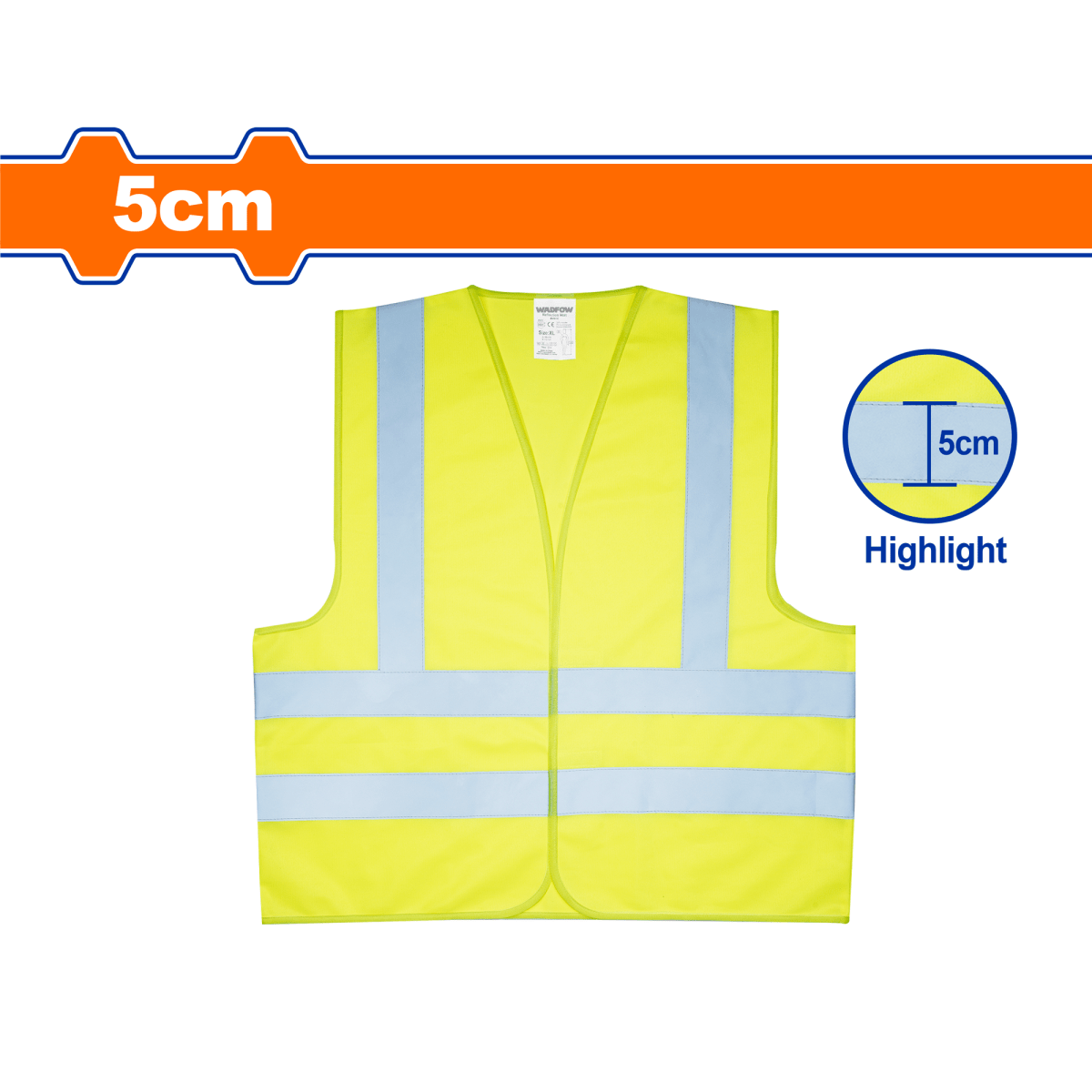 Chaleco Reflectivo Amarillo Talla XL WADFOW REF. WRV1802 - MARKEMSTORE - seguridad industrial