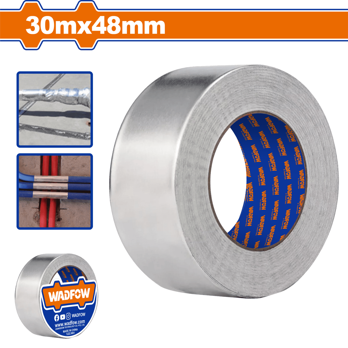 Cinta de Aluminio Foil WADFOW 48mm Cinta Aislante WVF6H30 - MARKEMSTORE -