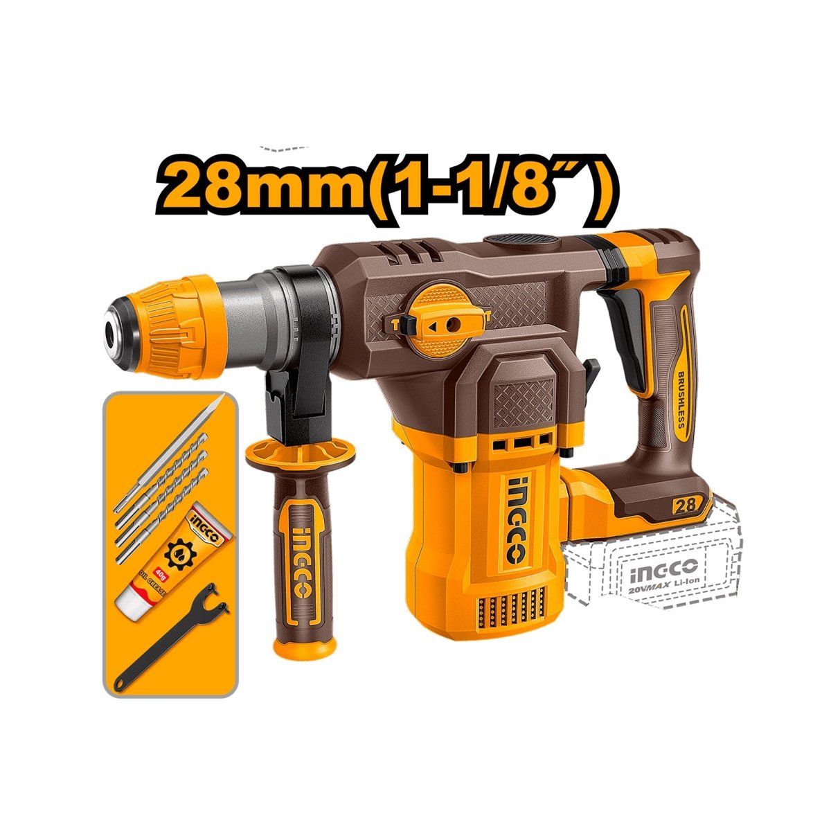 Combo herramientas inalámbricas Taladro 20v Rotomartillo Pulidora y Lampara UCOSLI251193 - MARKEMSTORE - Combos de Herramientas