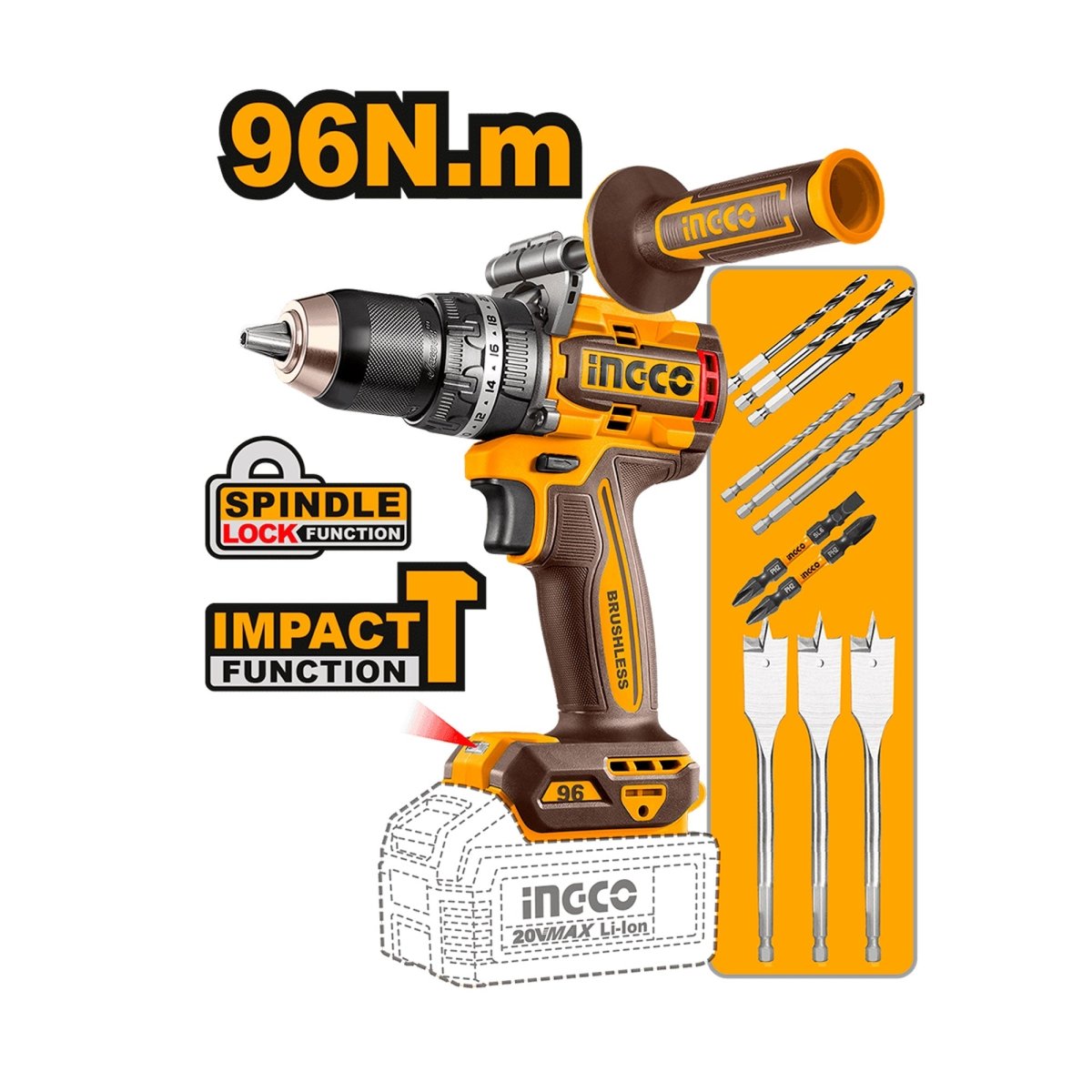 Combo herramientas inalámbricas Taladro 20v Rotomartillo Pulidora y Lampara UCOSLI251193 - MARKEMSTORE - Combos de Herramientas