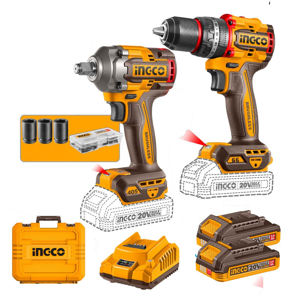 Combo Taladro + Llave de Impacto Inalámbrica 20V INGCO UCKLI20286 - MARKEMSTORE - Combos de Herramientas