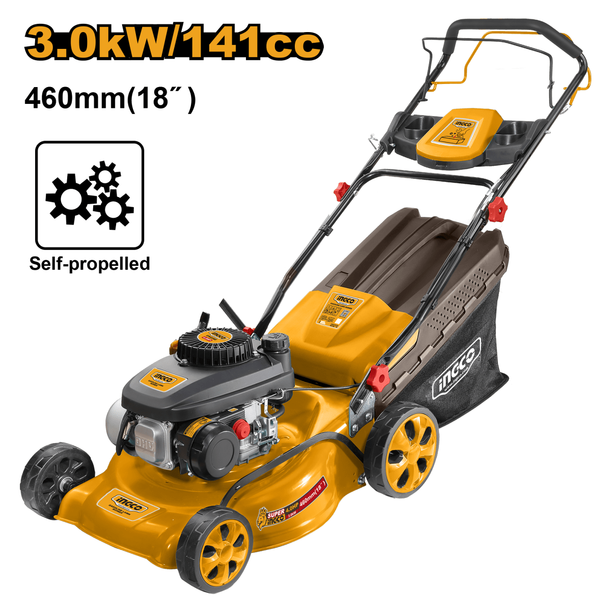 Cortadora De Cesped a Gasolina 141cc 4Hp INGCO GLM141182 - MARKEMSTORE -