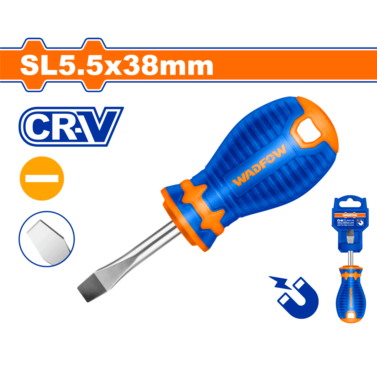 Destornillador Pala 5,5X38 Crv Agarre Suave WADFOW WSD1251 - MARKEMSTORE - 