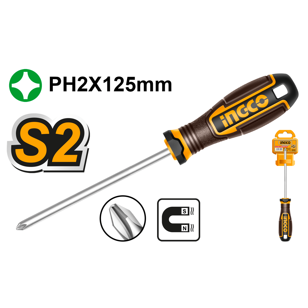 Destornillador Phillips 6X125mm INGCO Hsdph2125 - MARKEMSTORE - Ferreteria