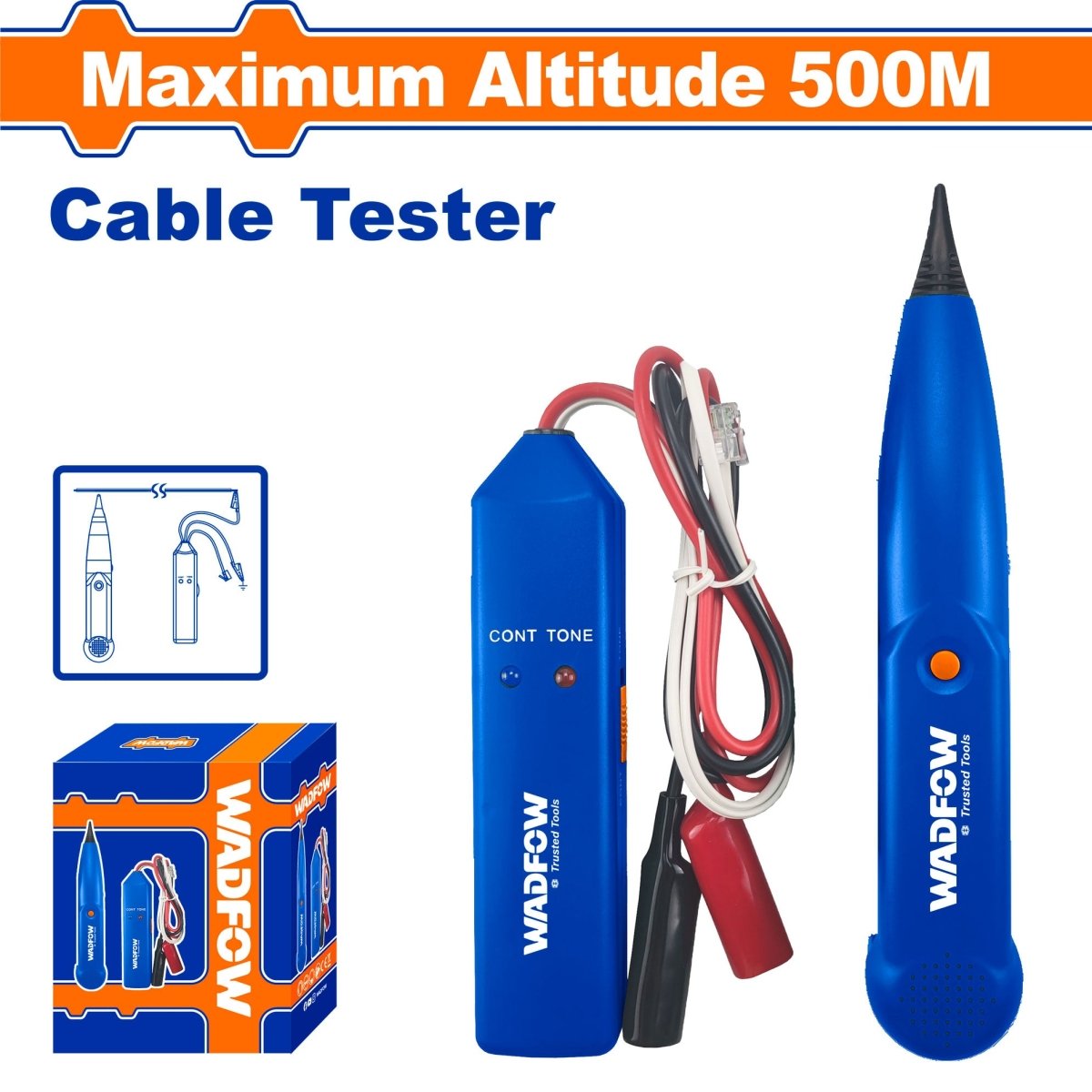 Detector de cables p testeado 500m incluye 1 transmisor y 1 receptor WADFOW WTP9502 - MARKEMSTORE - HERRAMIENTA PARA MEDICION