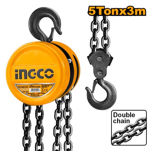Diferencial Manual De Cadena 5Ton 3Mts X 2 Cadenas Ingco HCBK0105 - MARKEMSTORE -