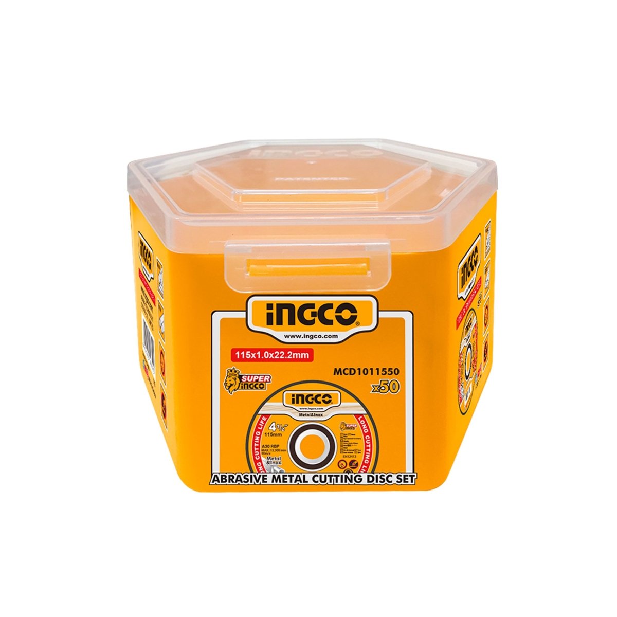 Disco Abrasivo de Corte Fino INGCO 4-1/2" x 1.0mm Metal Set x50 MCD1011550 - MARKEMSTORE - Accesorios Para Pulidora