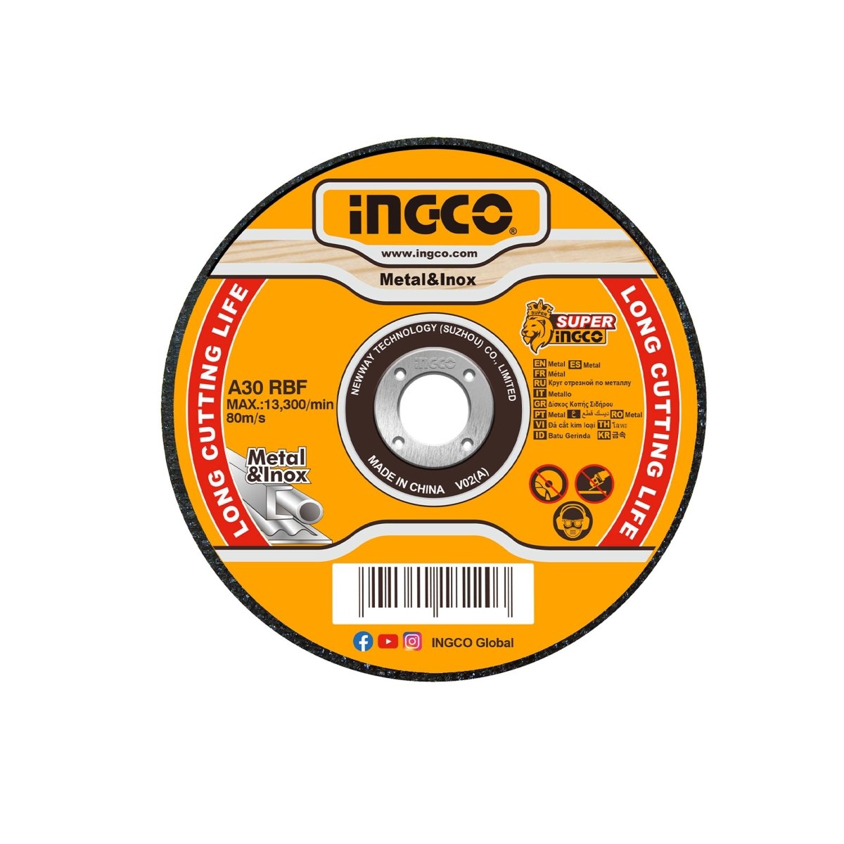 Disco Abrasivo de Corte Fino INGCO 4-1/2" x 1.0mm Metal Set x50 MCD1011550 - MARKEMSTORE - Accesorios Para Pulidora