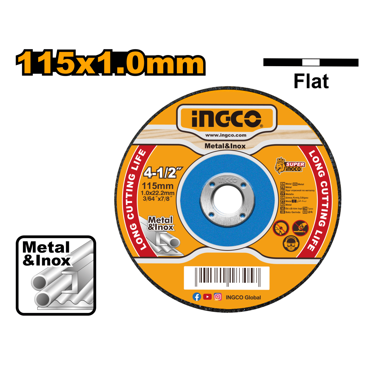 Disco De Corte Fino Metal - Inox 4 - 1/2X3/64X7/8 INGCO MCD121151 - MARKEMSTORE -