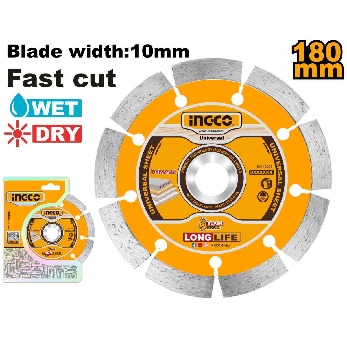 Disco Diamantado Segmentado 7X22,2mm INGCO DMD011802 - MARKEMSTORE - 