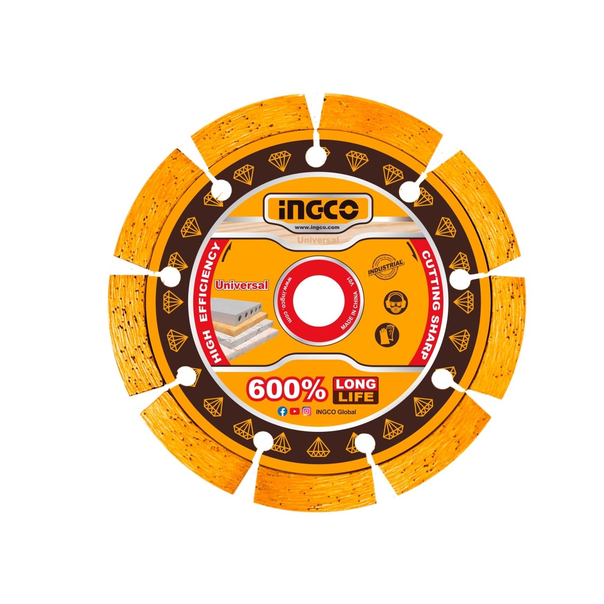 Disco Diamantado Segmentado 7X3/8X7/8 Ingco DMD071801 - MARKEMSTORE - Discos