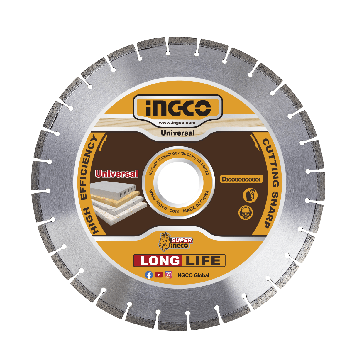 Disco Diamantado Segmentado Para Concreto 16X25,4mm INGCO DMD044052 - MARKEMSTORE - 