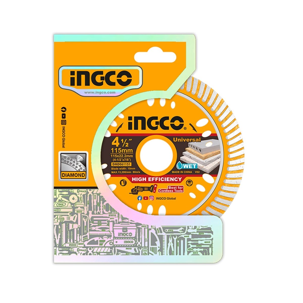 Disco Diamantado Ultrafino INGCO 4 - 1/2" 115x22.2mm DMD061151 - MARKEMSTORE - Accesorios Para Pulidora