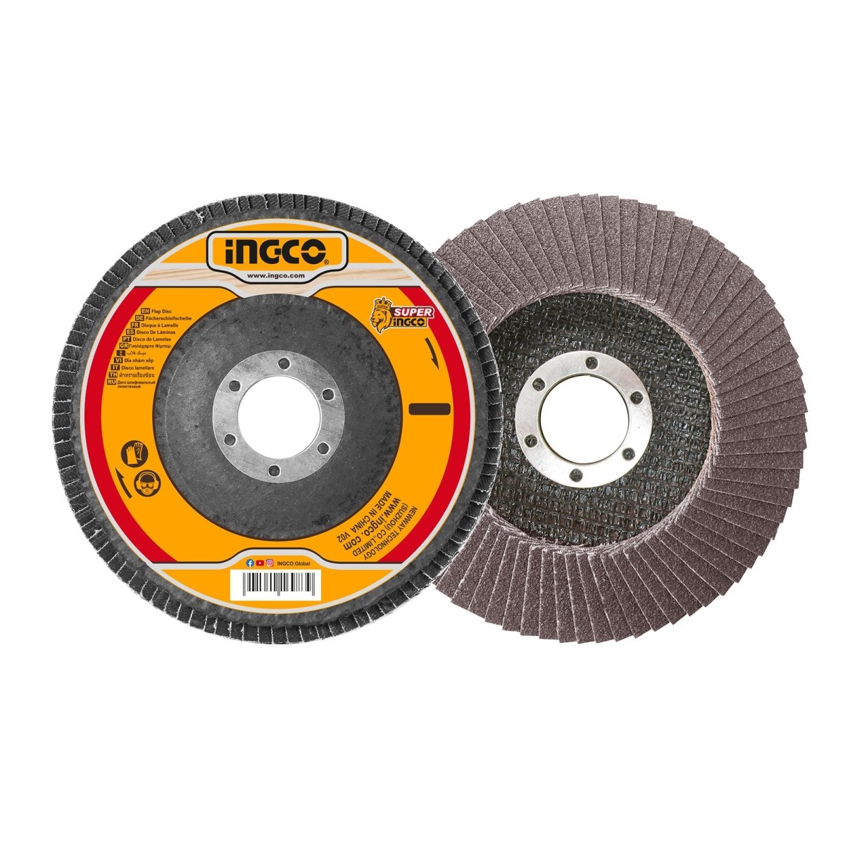 Disco Flap INGCO 115mm G40 para Desbastar y Pulir Acero 13300RPM | FD11540 - MARKEMSTORE - Accesorios Para Pulidora