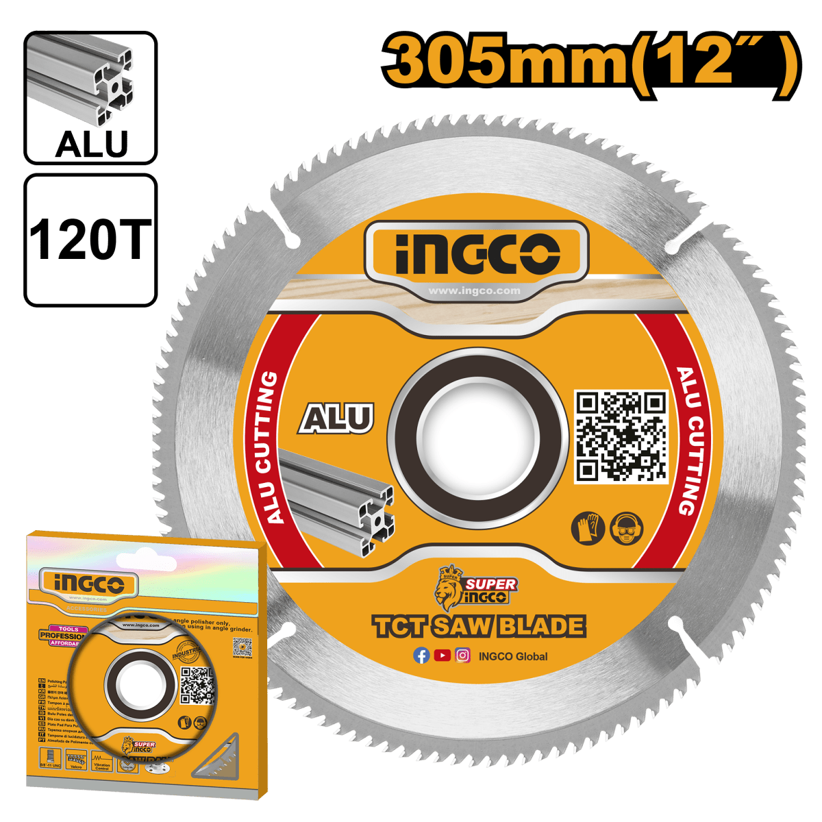 Disco Para Ingleteadora Aluminio 12 120D INGCO TSB3305212 - MARKEMSTORE -