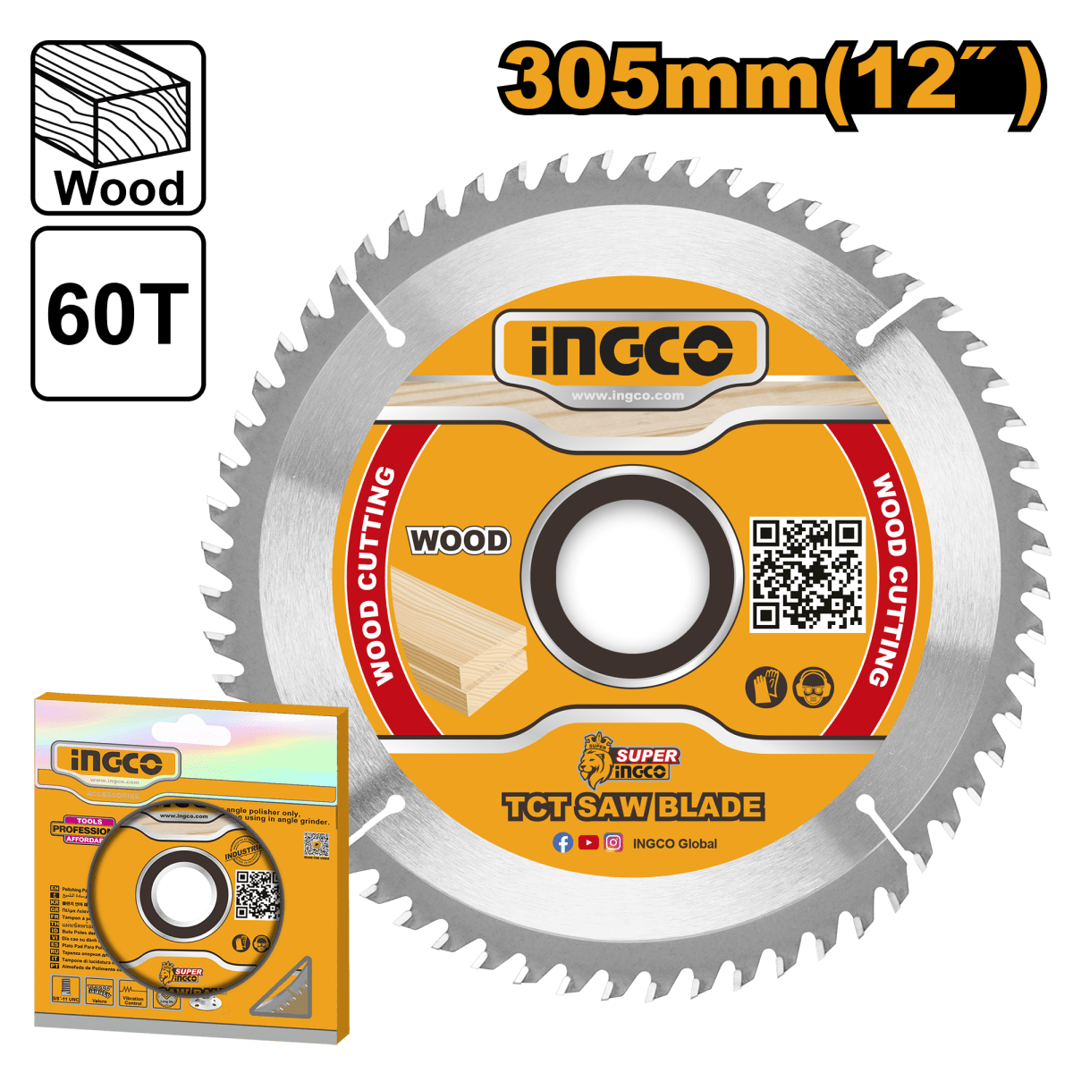 Disco Sierra Madera 12 60D INGCO TSB130523 - MARKEMSTORE -