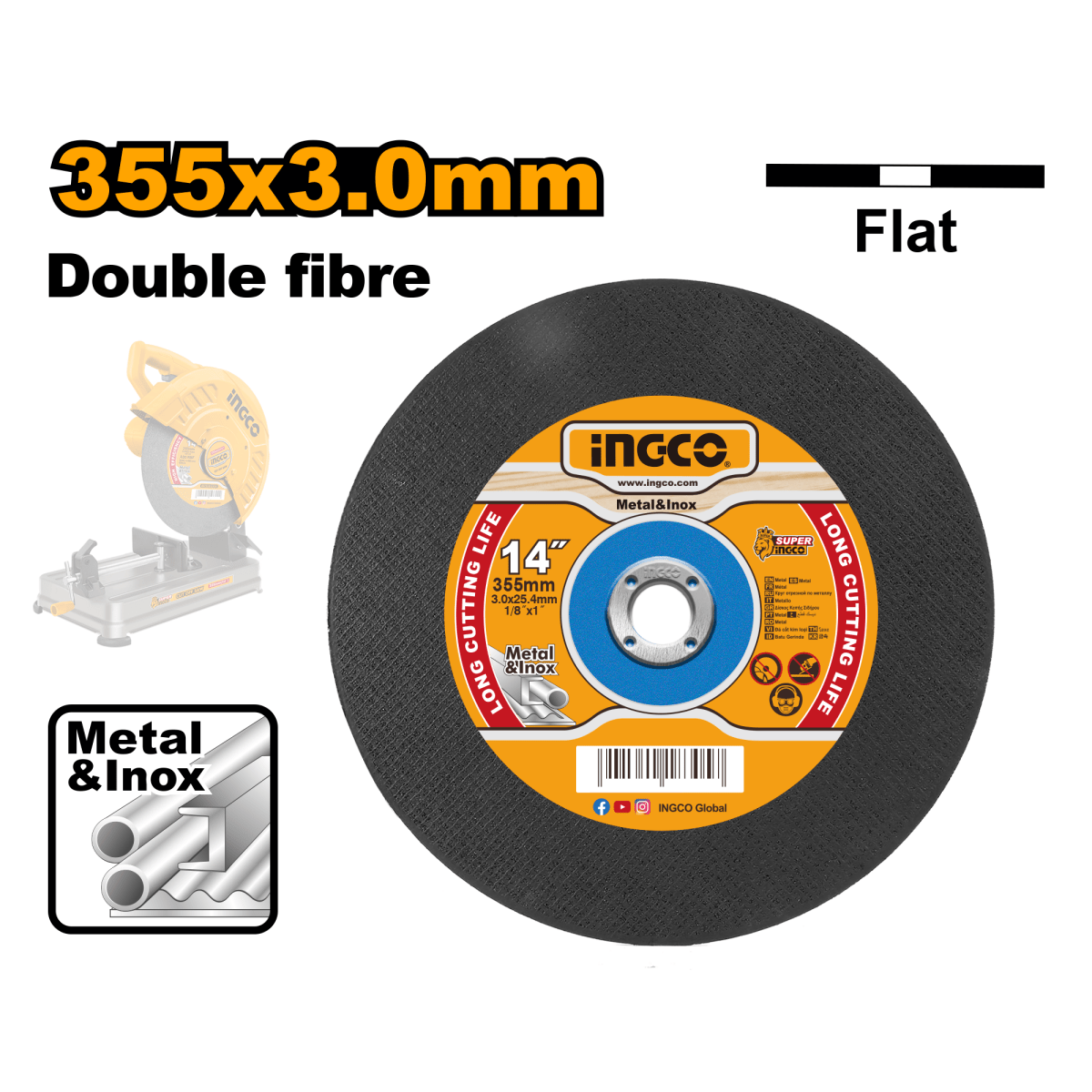 Disco Tronzadora Corte Fino 355mm INGCO MCD303558 - MARKEMSTORE -