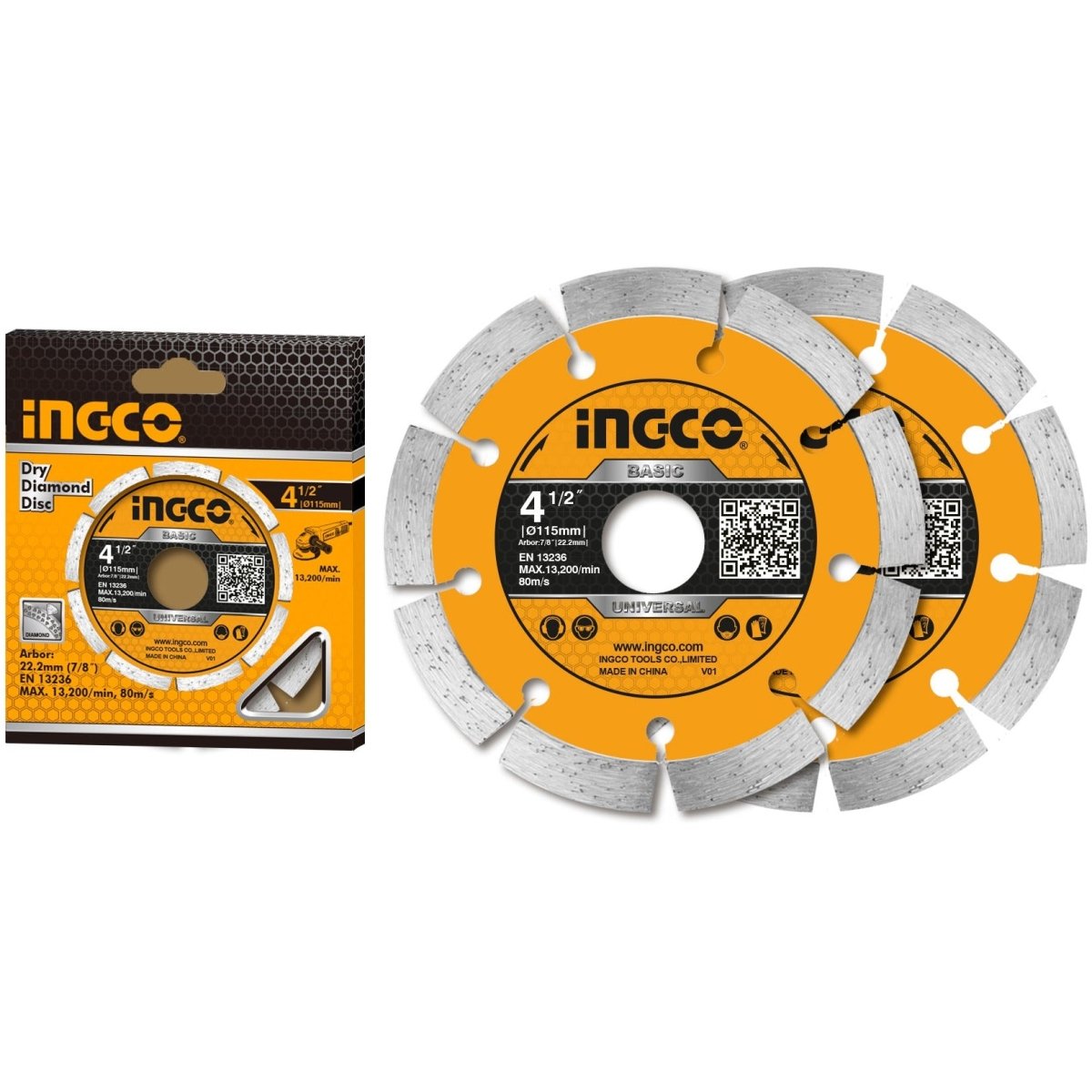Discos diamantados segmentados 4 - 1/2 INGCO DMD0111523 Super Select - MARKEMSTORE - Accesorios Para Pulidora