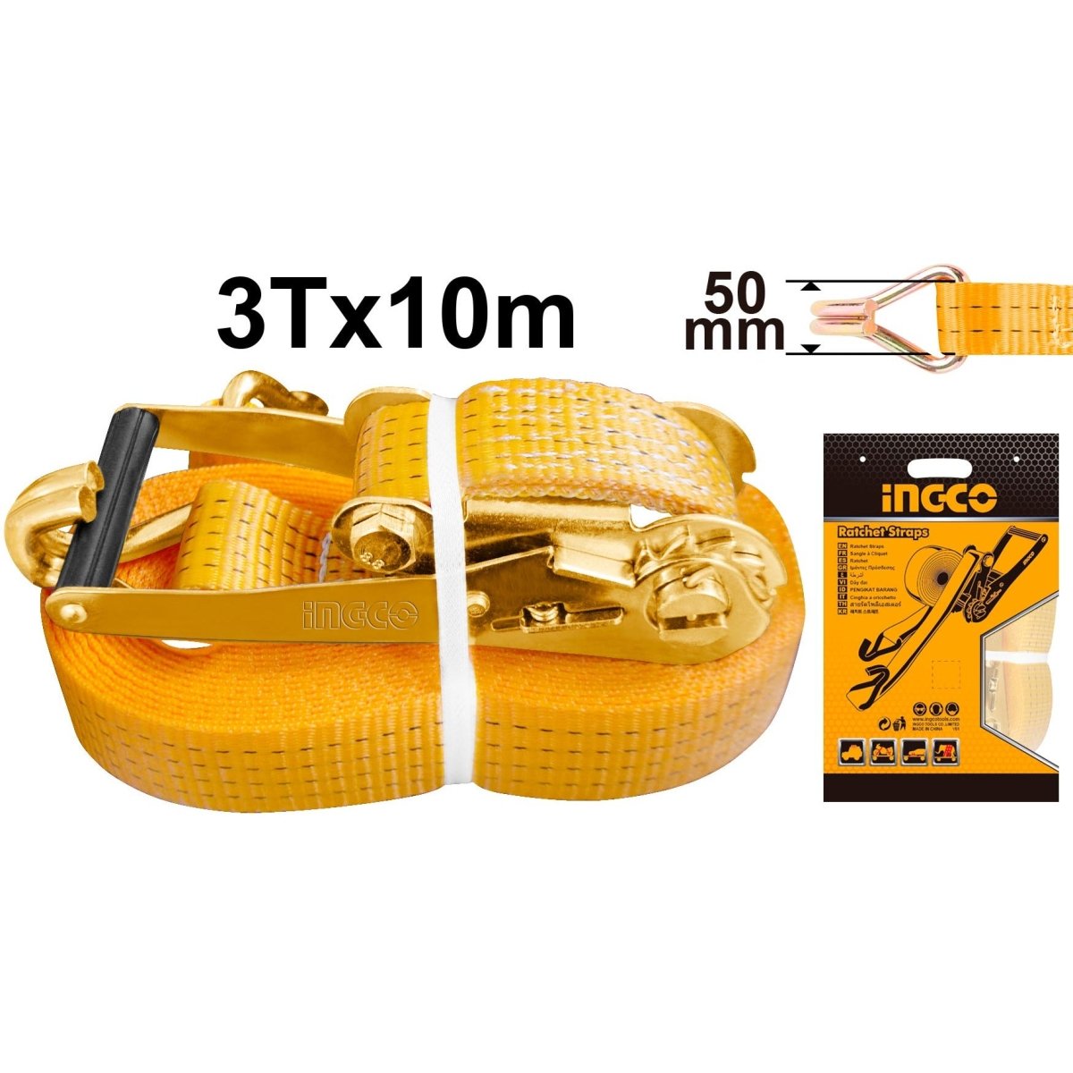Eslinga De Carga 3t 10mx50mm Tipo Ratchet Ingco Hrsp3101 - MARKEMSTORE -