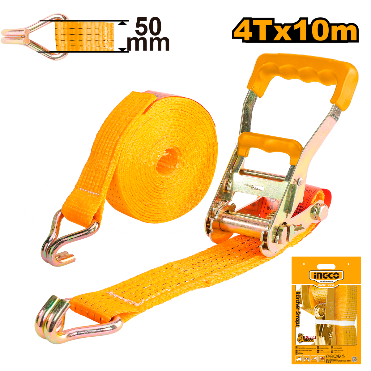 Eslinga De Carga 4t 10mx50mm Tipo Ratchet Ingco Hrsp4101 - MARKEMSTORE -