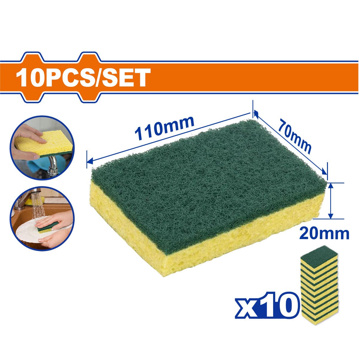 Esponja Multiuso 11x7x2cm PAQX10PC WGSP2901 - MARKEMSTORE -