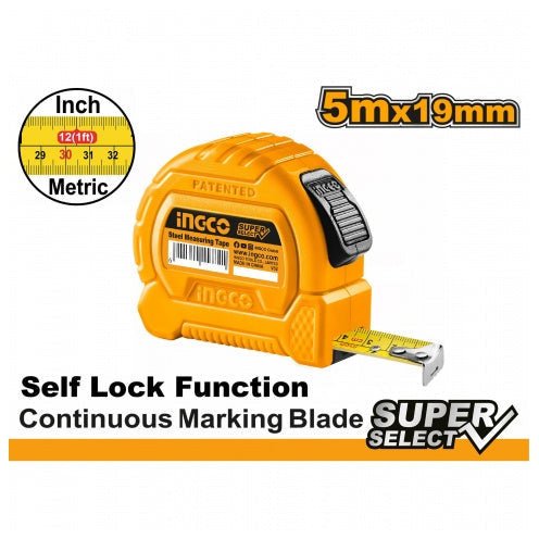 Flexometro 5Mtsx19Mm Ss Pulgada/Mt Ingco Hsmt27519 - MARKEMSTORE -