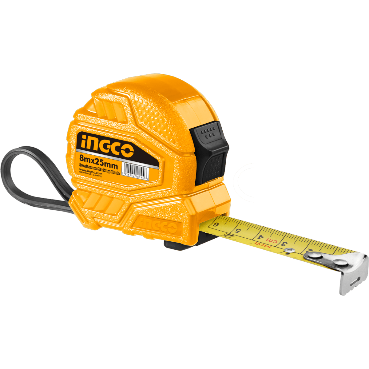 Flexometro 8 mts x 25 mm Doble Boton Mt/puLG Ingco Hsmt26825 - MARKEMSTORE -
