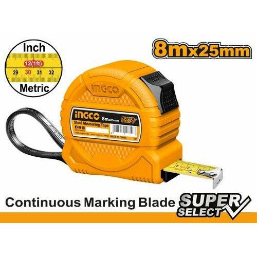 Flexometro 8mtsx25mm Mt/puLG Super Select Ingco Hsmt39825 - MARKEMSTORE -