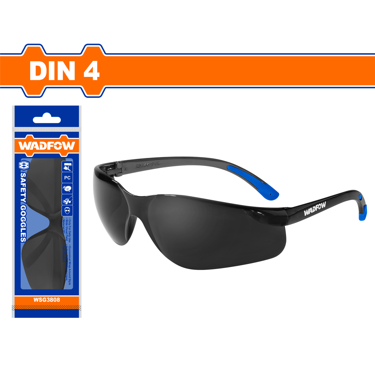 Gafas de Seguridad En Pc Sombra 4 P/Int Y Ext. WADFOW WSG3808 - MARKEMSTORE - Gafas