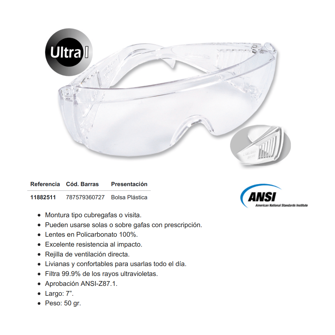 Gafas Industriales Unilente Claro Ultra 11882511 - MARKEMSTORE - Gafas