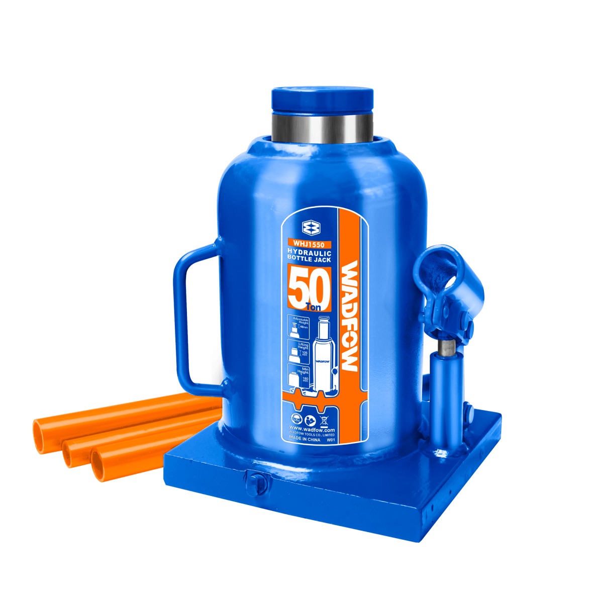 Gato Tipo Botella 50 Ton Altura Elevación 130mm WADFOW REF. WHJ1550 - MARKEMSTORE -