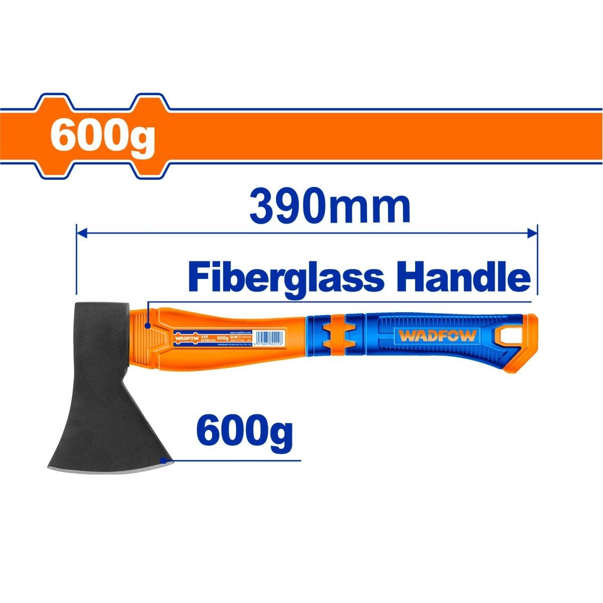 Hacha en acero al carbón 600g mango de fibra de vidrio WADFOW WHM6306 - MARKEMSTORE -