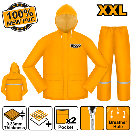 Impermeable Para Lluvia Amarillo Para Motorizado INGCO HRCTSKT031.XXL - MARKEMSTORE -