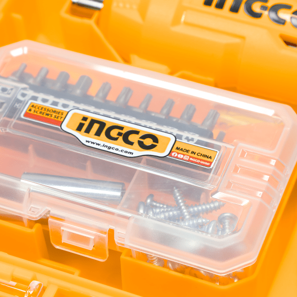 INGCO ATORNILLADOR INALAMBRICO 1/4 4V + 24 ACCESORIOS CSDLI04425 - MARKEMSTORE - Atornillador