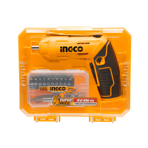 INGCO ATORNILLADOR INALAMBRICO 1/4 4V + 24 ACCESORIOS CSDLI04425 - MARKEMSTORE - Atornillador