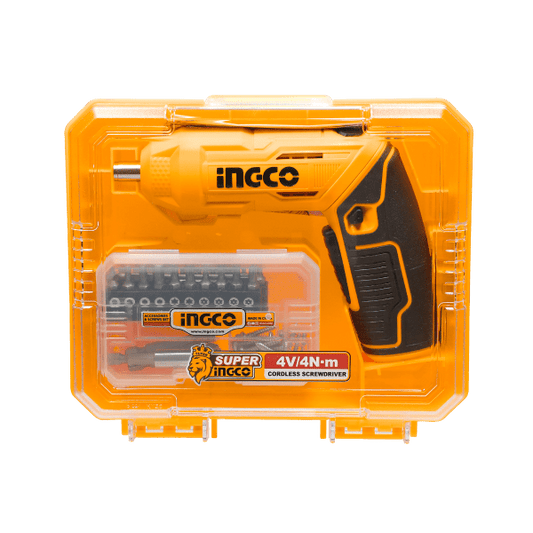 INGCO ATORNILLADOR INALAMBRICO 1/4 4V + 24 ACCESORIOS CSDLI04425 - MARKEMSTORE - Atornillador